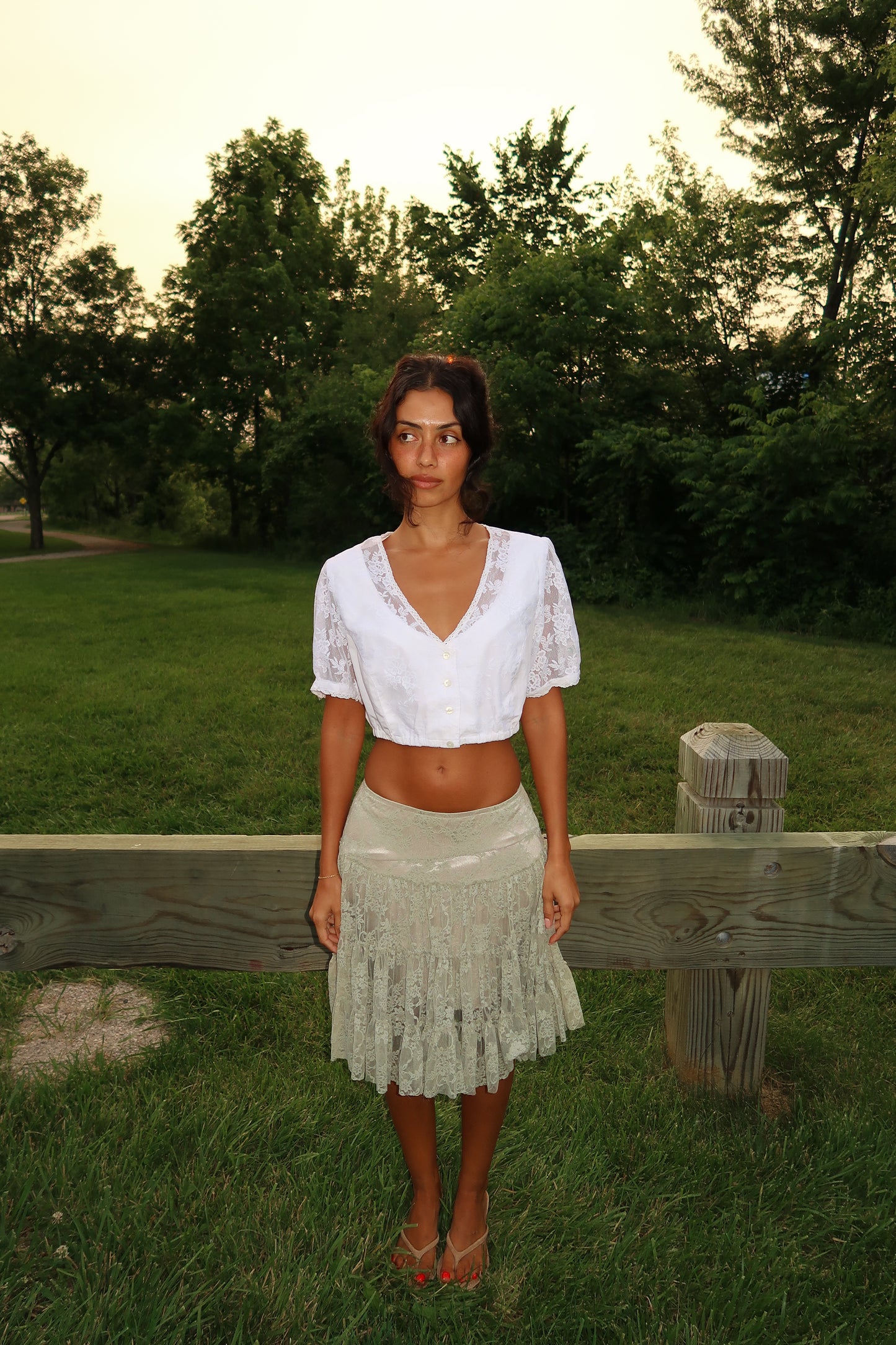 Moonpetal Tiered Lace Skirt (XS-S)