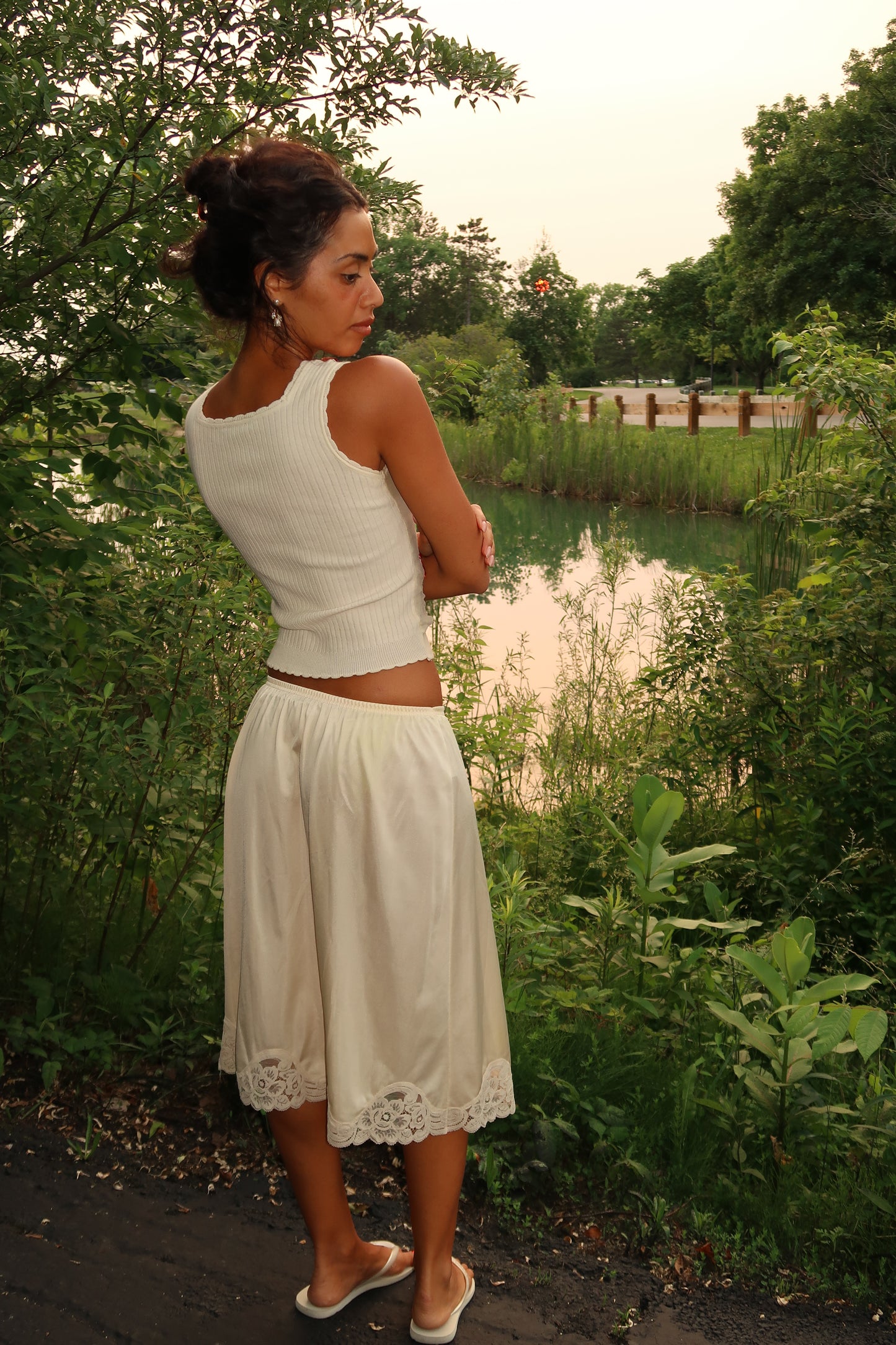 Ivory Meadow Slip Skirt (XS-S)