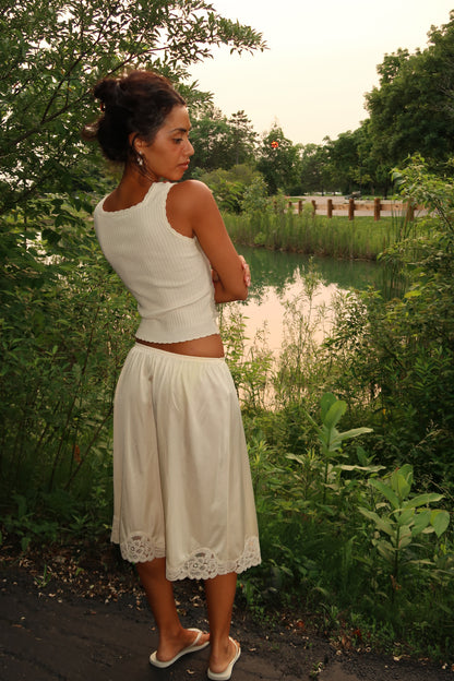 Ivory Meadow Slip Skirt (XS-S)