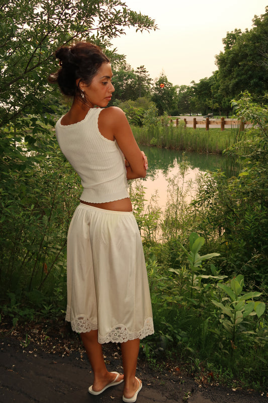 Ivory Meadow Slip Skirt (XS-S)