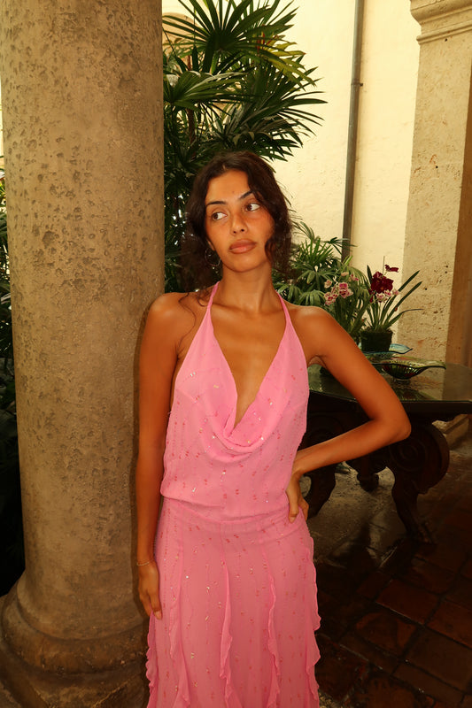 Rosé Stardust Gown (XS-S)