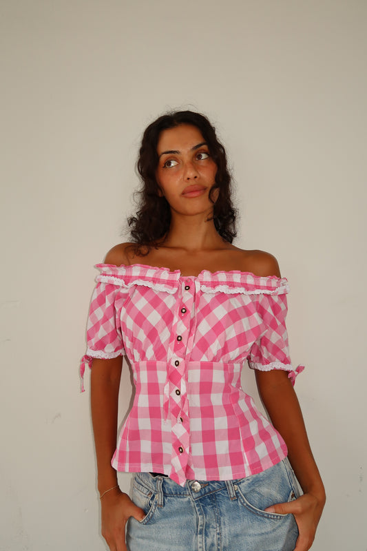 Rosie Gingham Blouse (XXS-XS)