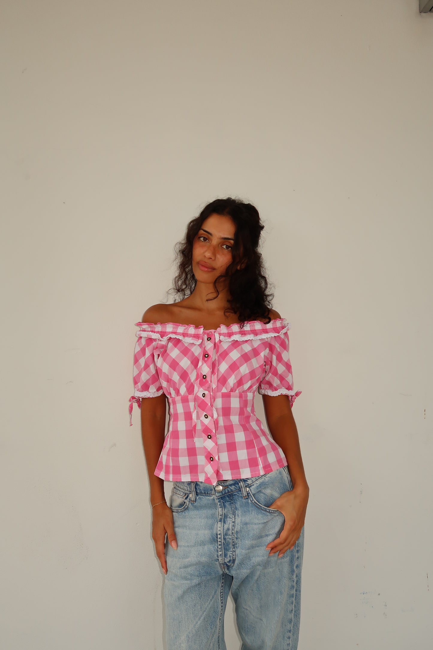Rosie Gingham Blouse (XXS-XS)