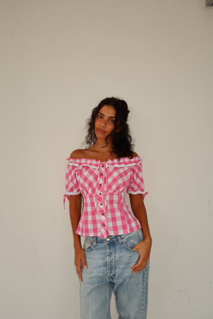Rosie Gingham Blouse (XXS-XS)