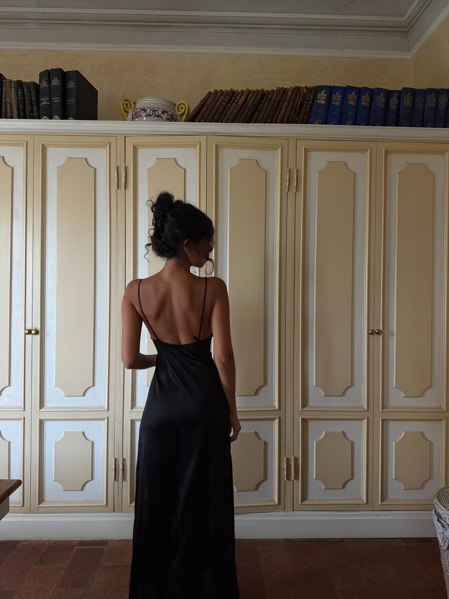 Noir Sheer Panel Slip Dress (XS-S)