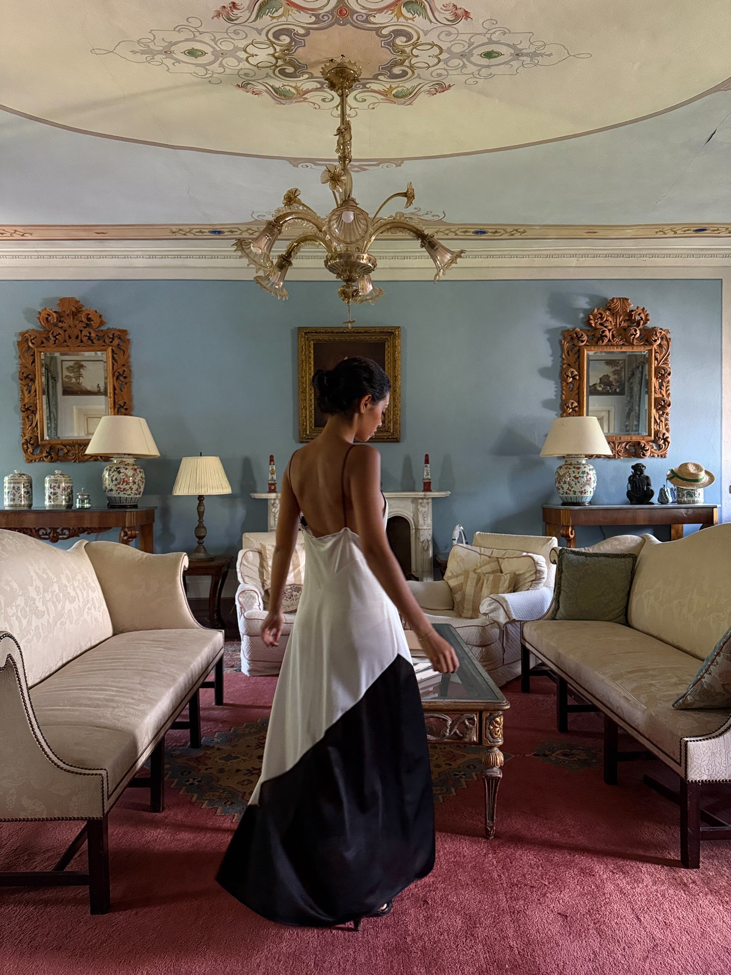 Bianco Nero Maxi Slip Dress (S-M)