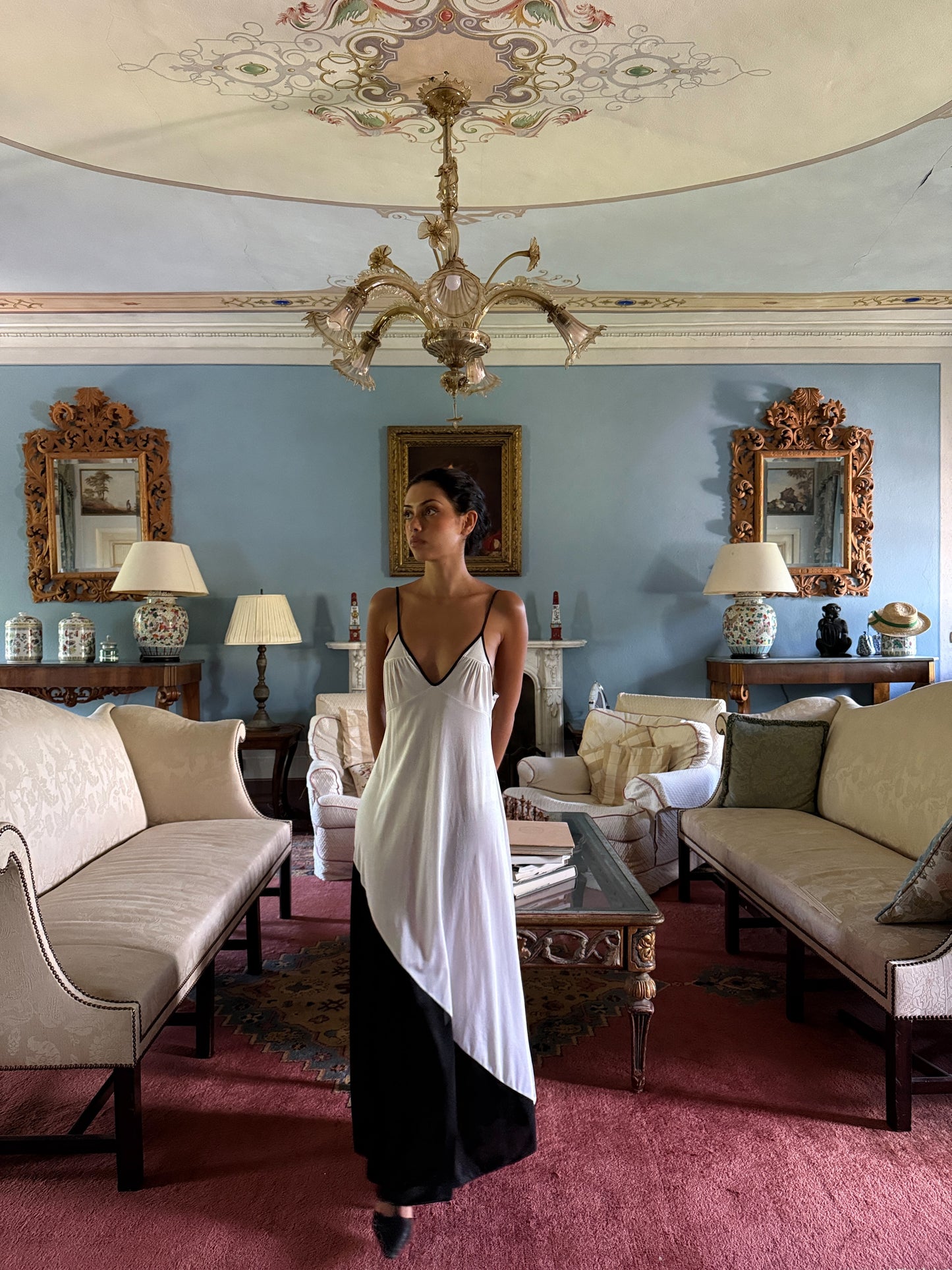 Bianco Nero Maxi Slip Dress (S-M)