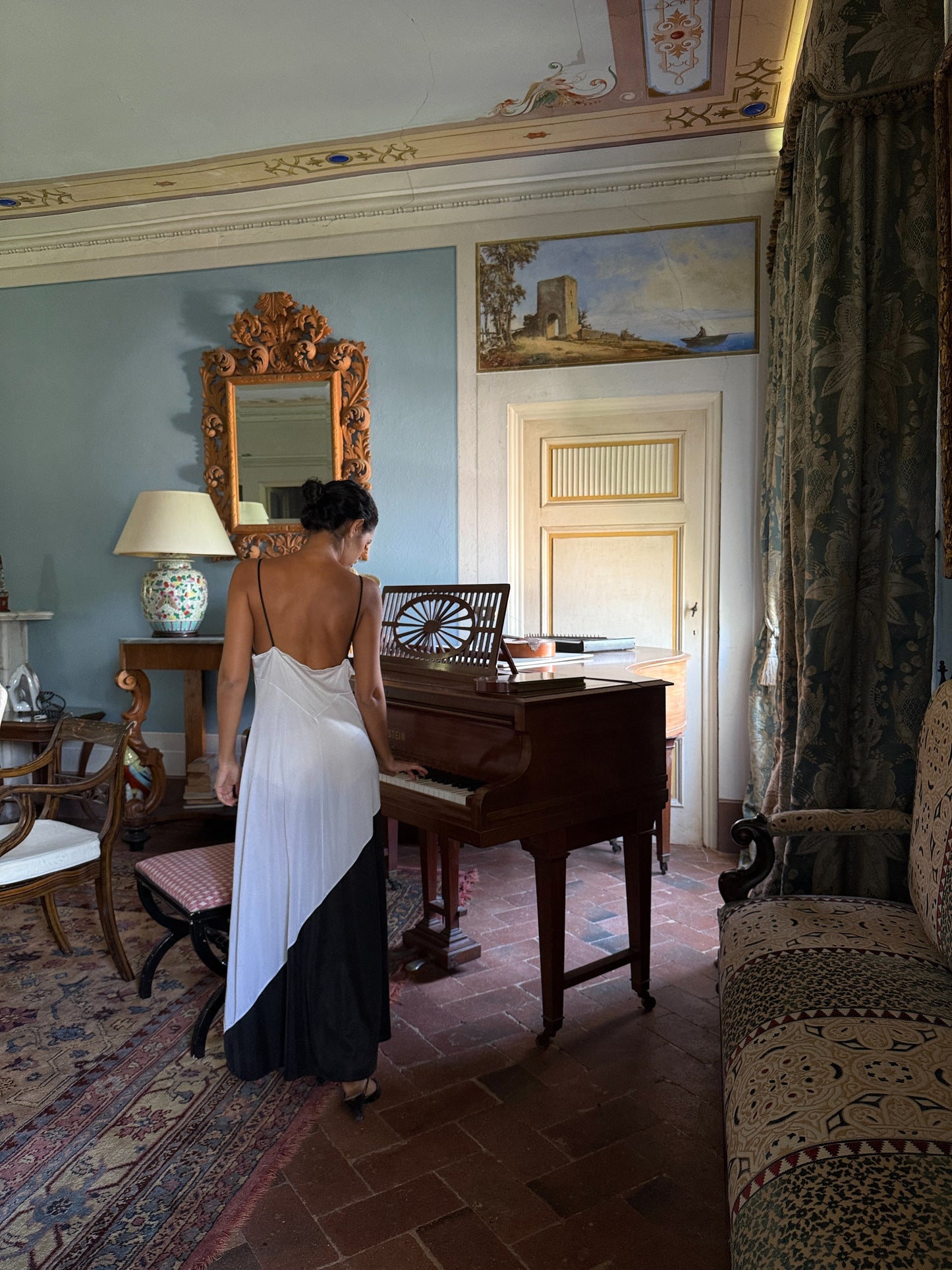 Bianco Nero Maxi Slip Dress (S-M)