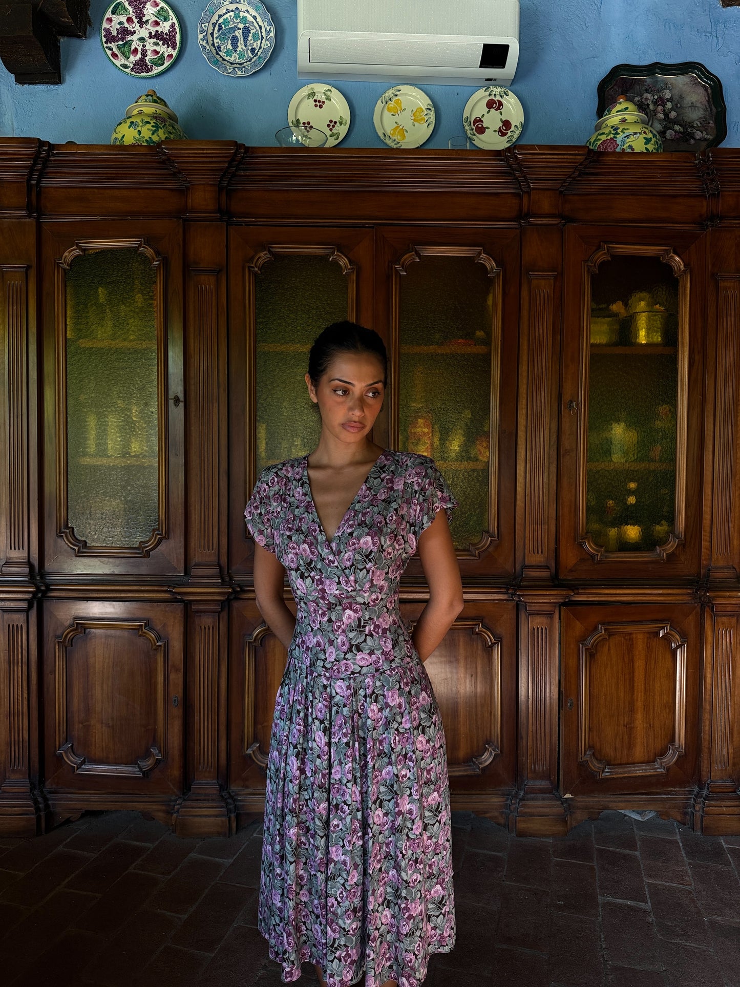 Lavender Rose Midi Dress (XS-S)