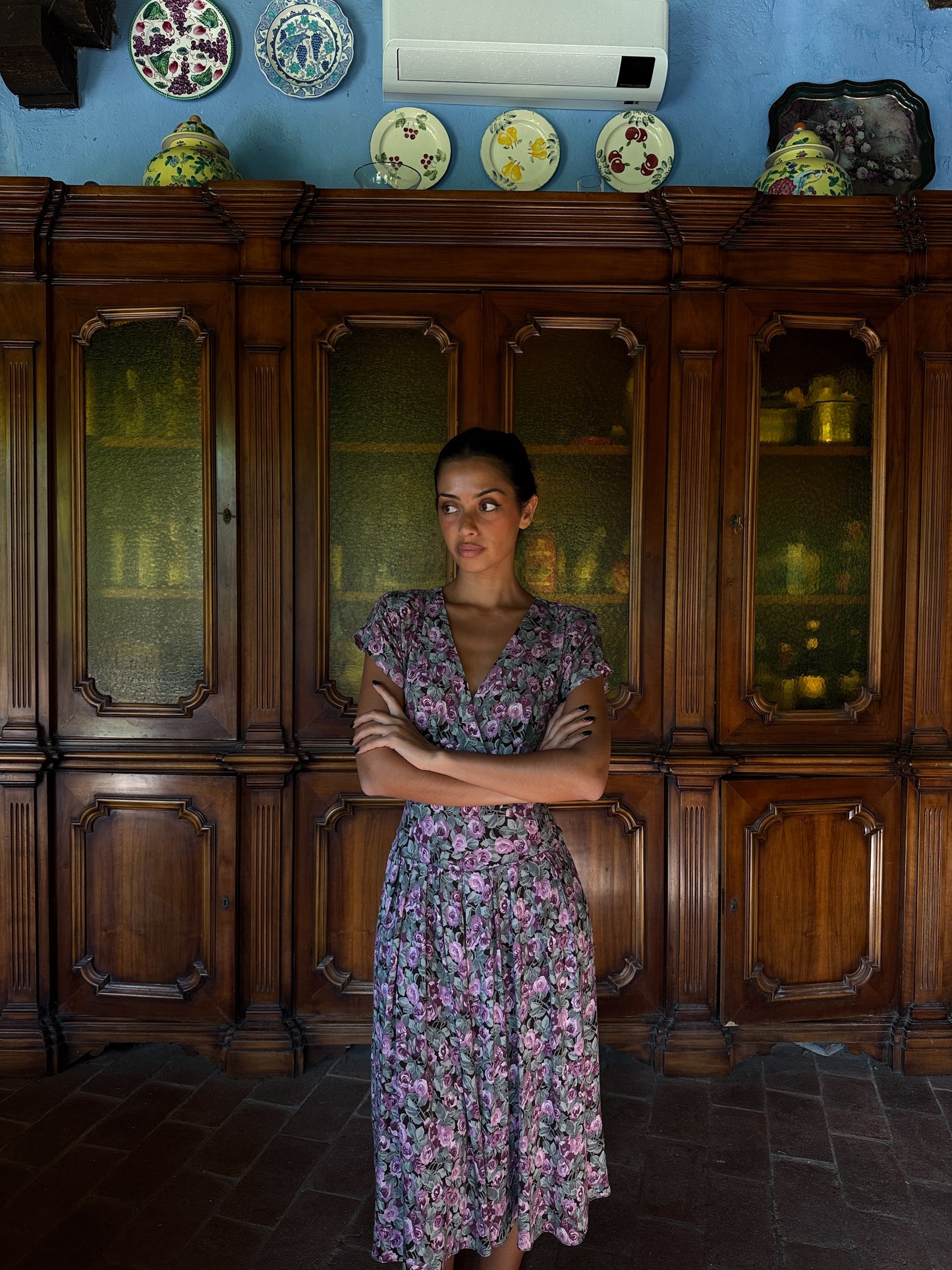 Lavender Rose Midi Dress (XS-S)