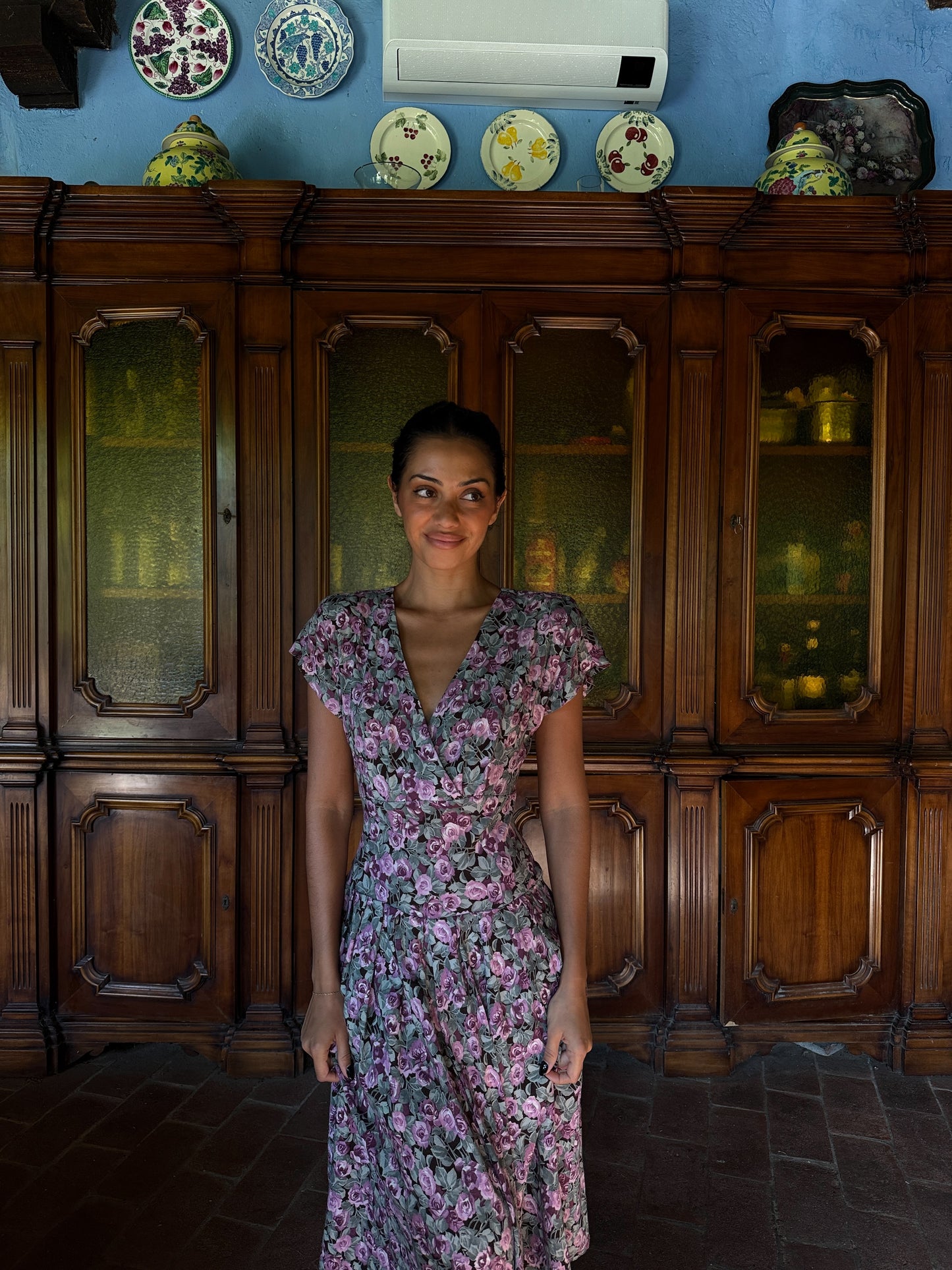 Lavender Rose Midi Dress (XS-S)