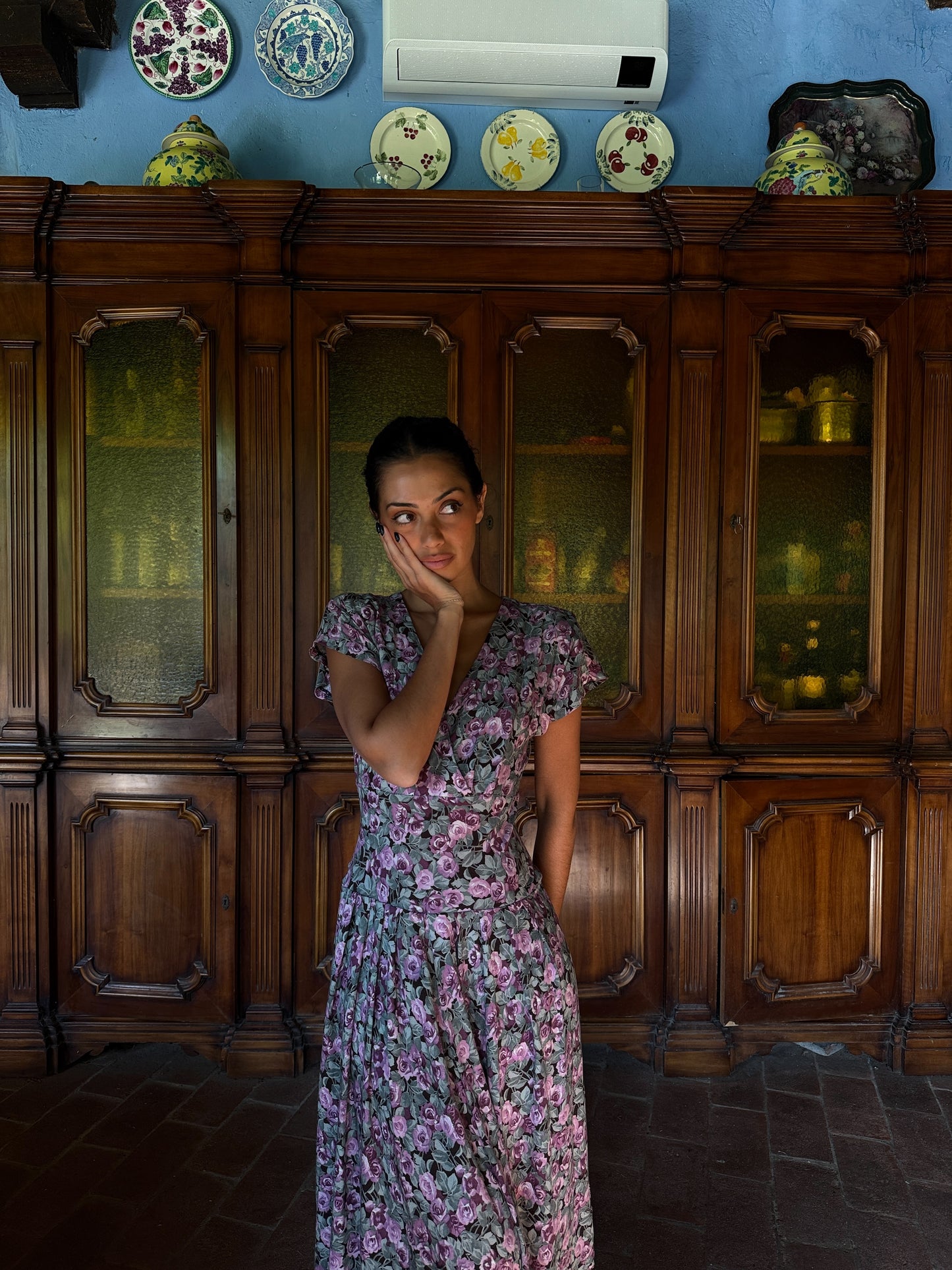 Lavender Rose Midi Dress (XS-S)