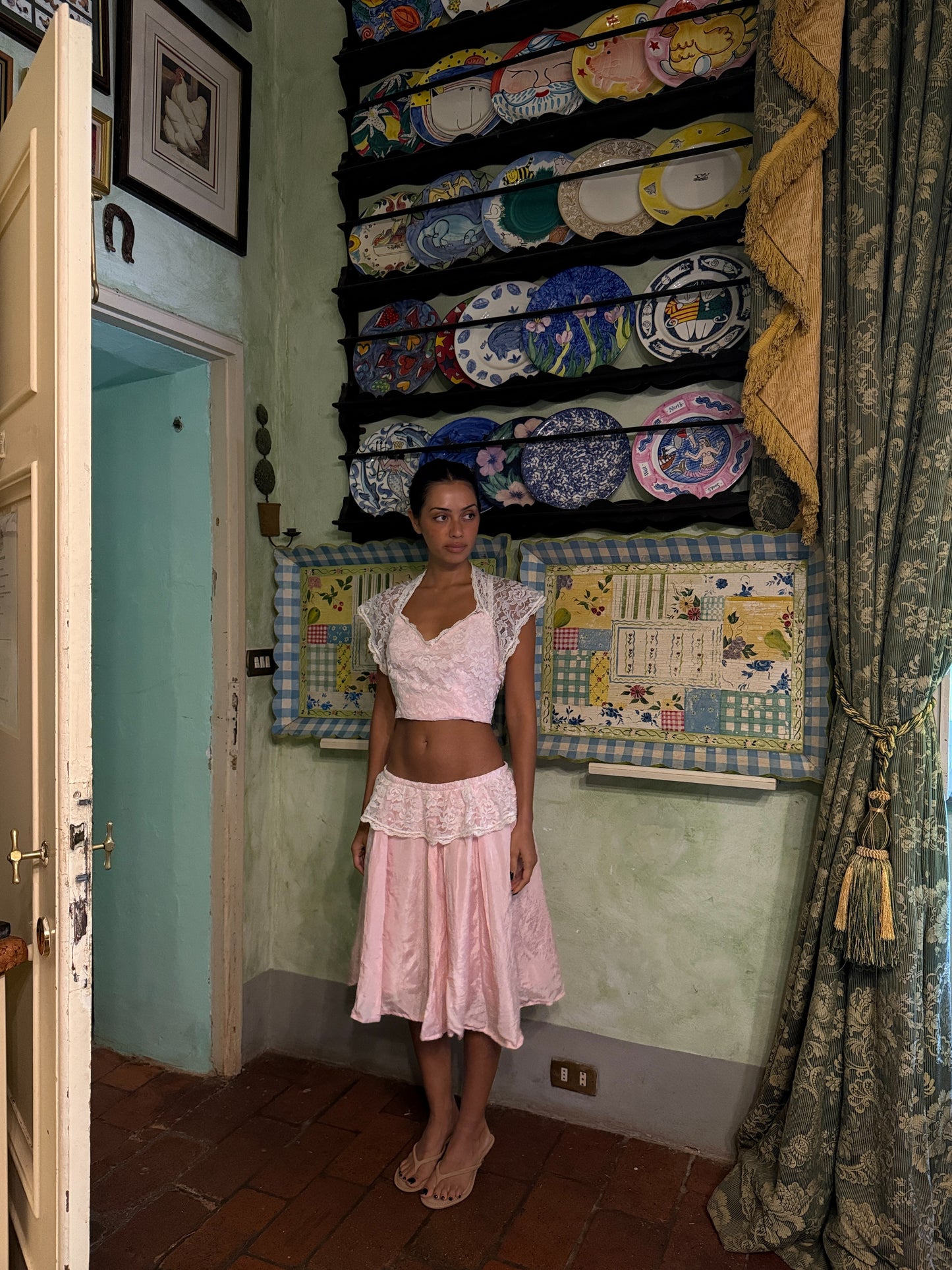 Pink Lace Peplum Set (XS)