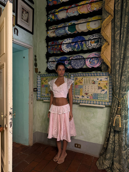 Pink Lace Peplum Set (XS)