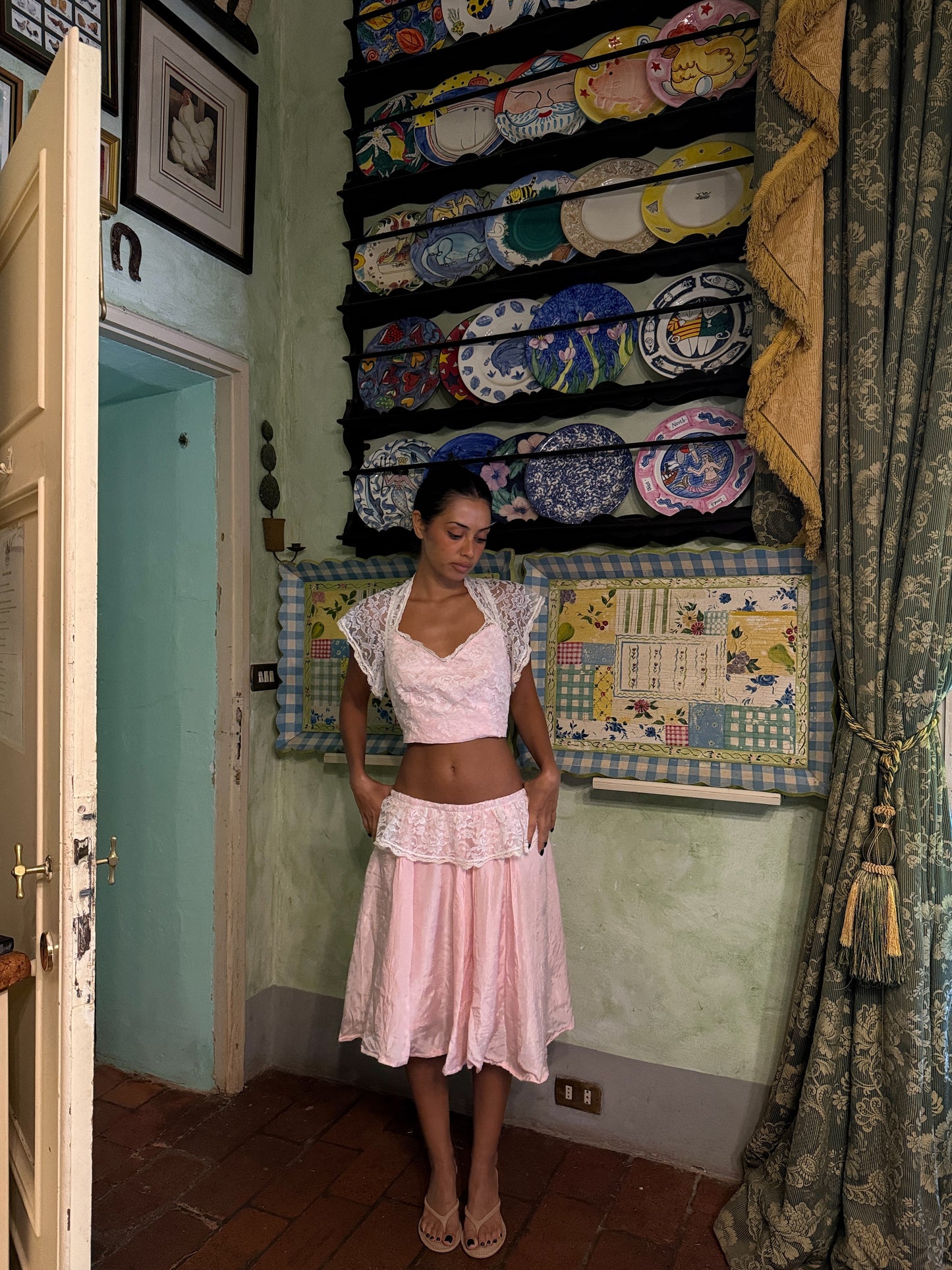 Pink Lace Peplum Set (XS)