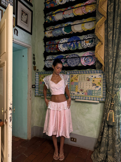 Pink Lace Peplum Set (XS)