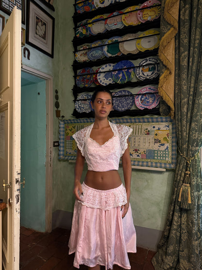 Pink Lace Peplum Set (XS)