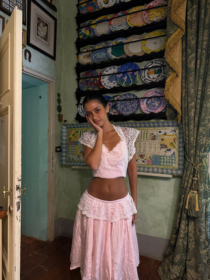 Pink Lace Peplum Set (XS)