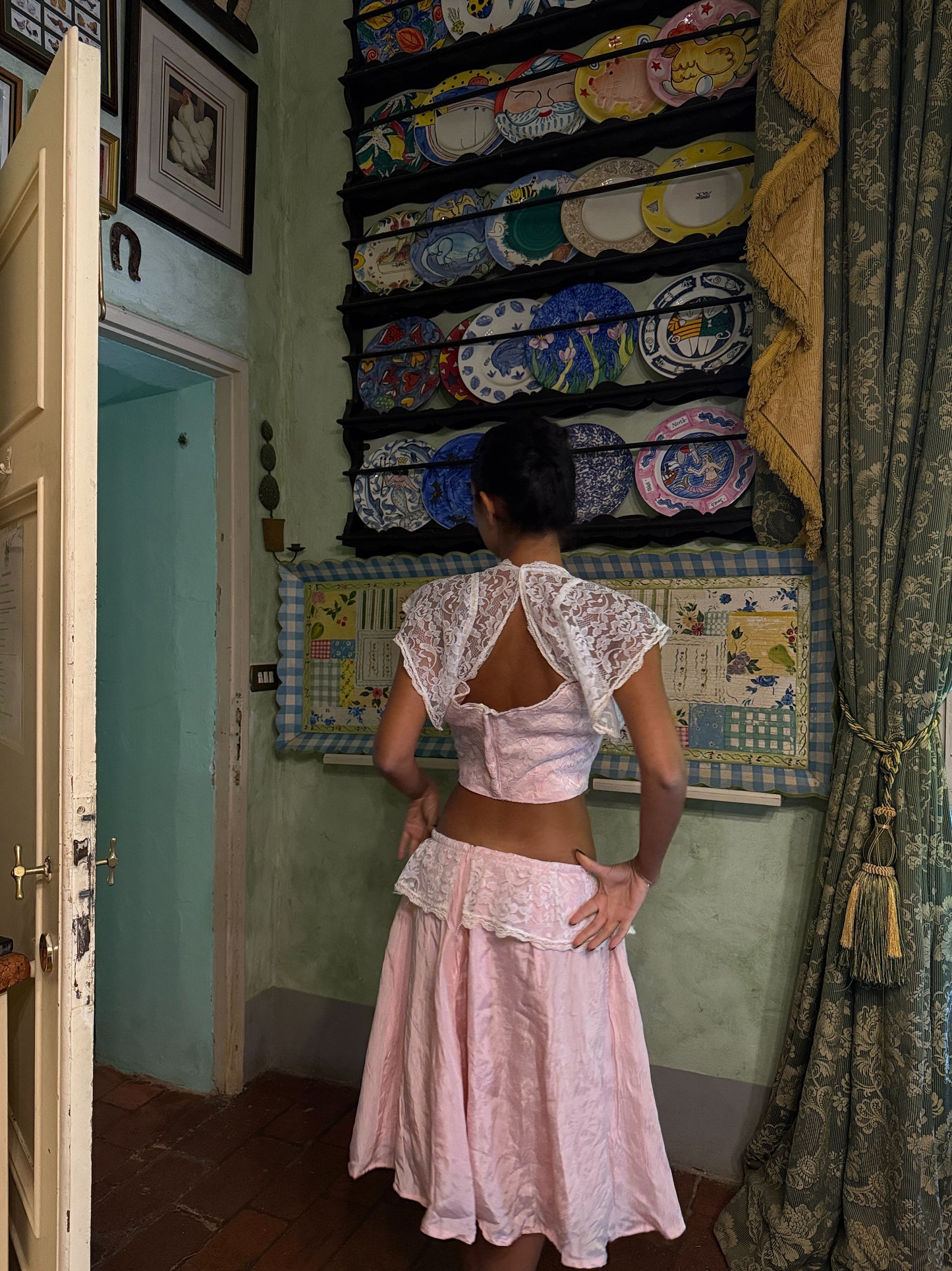 Pink Lace Peplum Set (XS)