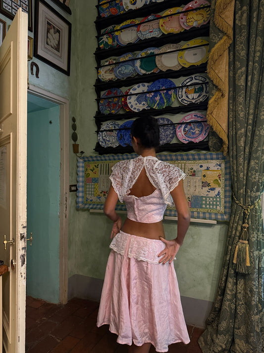 Pink Lace Peplum Set (XS)