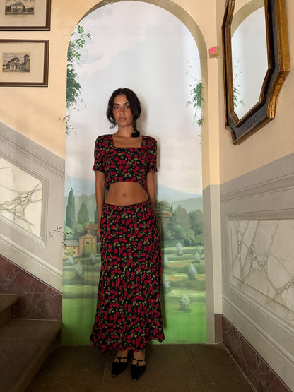 Black Roses Print Matching Set (XS-S)