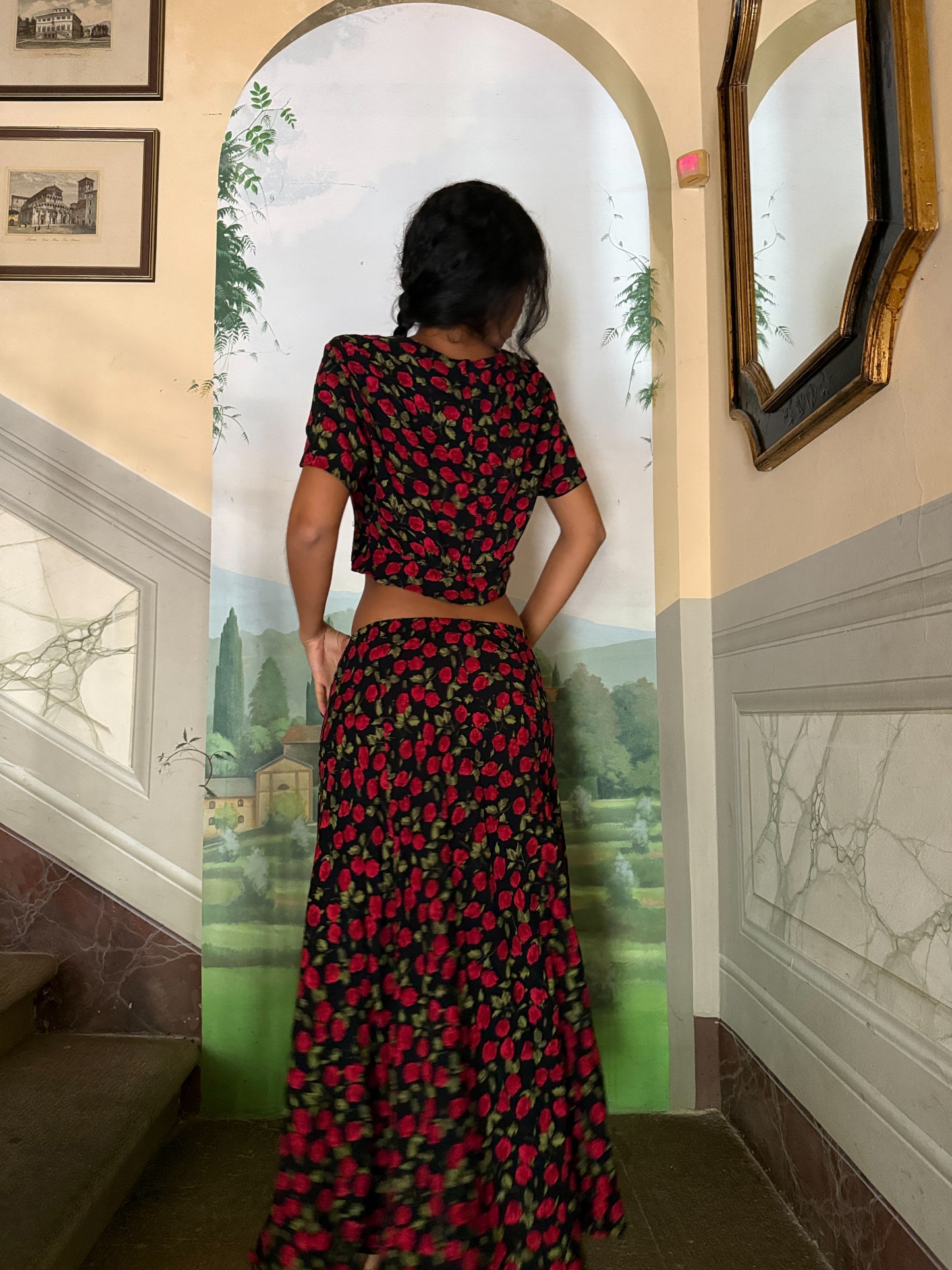 Black Roses Print Matching Set (XS-S)