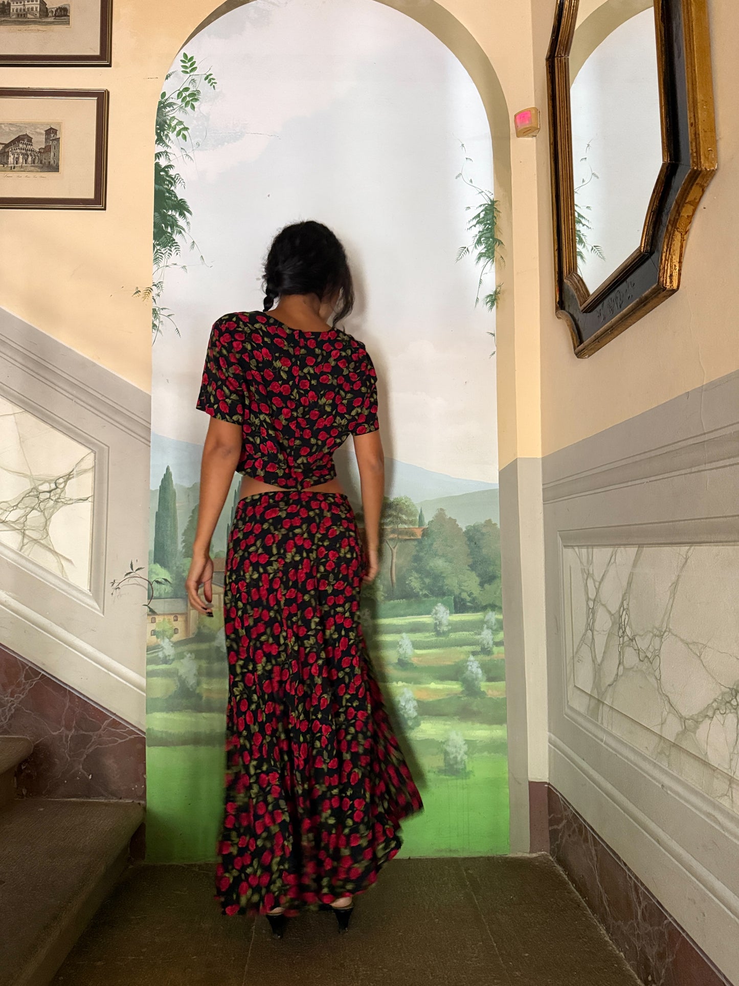 Black Roses Print Matching Set (XS-S)