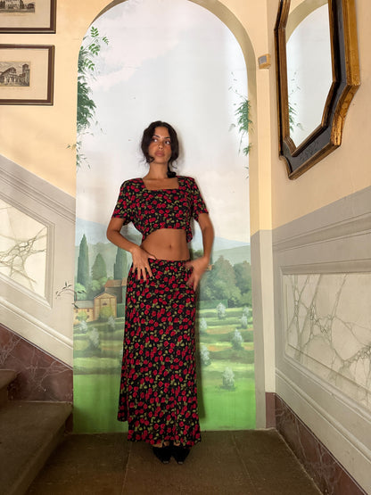 Black Roses Print Matching Set (XS-S)