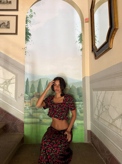 Black Roses Print Matching Set (XS-S)